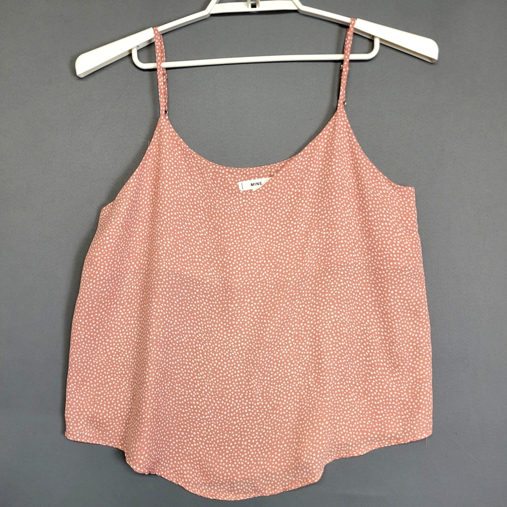 MINE Anthropologie Camisole‎ Tank Top Womens L Polka Dots Adjustable Straps NWOT